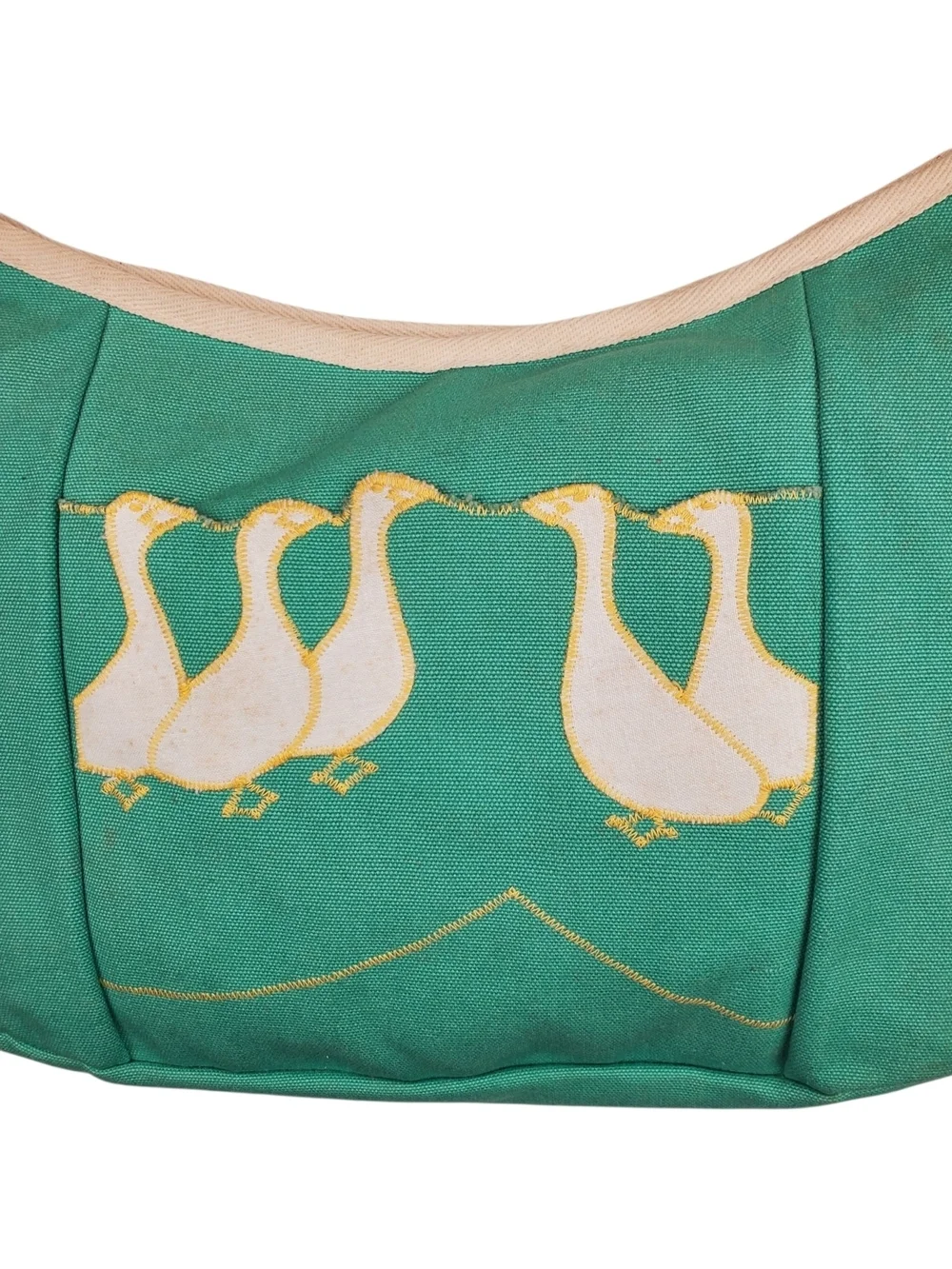 Vntg deLanthe Green Canvas Geese Hobo Bag. New with tags.